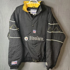 Vintage Pittsburgh Steelers NFL Starter Pro Line 1/2 Zip Jacket Medium Pullover - Picture 1 of 11