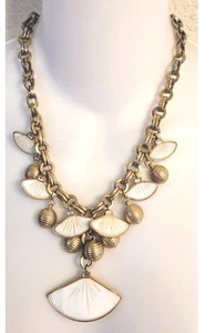 Summer Shimmer Gold Tone Pearlesque Shell Necklace & Earring Set - Picture 1 of 5