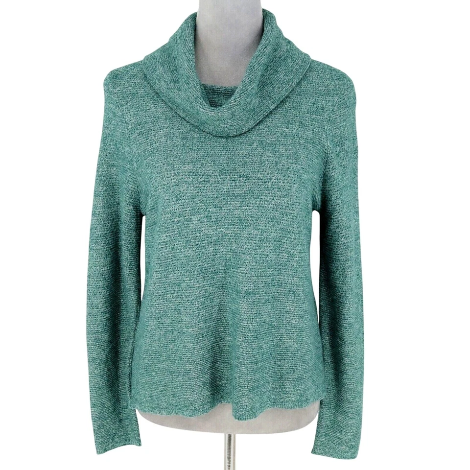 Suéter Chicos 1 Mujer Medio Verde Capucha Cuello Acanalado Tejido Pullover Costero Foto 1 de 4