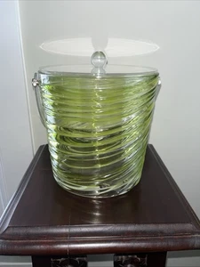 MCM Retro Lime Green And Clear Swirl Acrylic Ice Bucket Excellent Condition - Picture 1 of 5