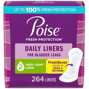 Poise Incontinence Panty Liners Long 2 Drop Absorbency 264 Ct 6 x 44 - Picture 1 of 9