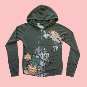 Fairy Sweater Festival All Over Nature Graphic Zip Up Y2K Romantic Grunge, Sz S - Picture 1 of 5