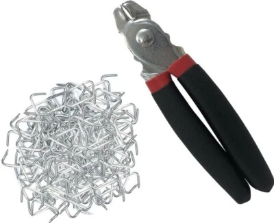 Hog Ring Pliers Kit With 200Pcs Rings Tool Set For Seat Cover Upholstery Durable - Image 1 of 4