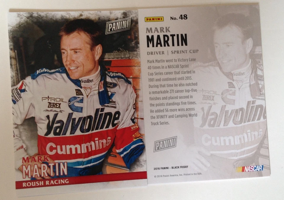 2016 Panini Black Friday Promotion Base MARK MARTIN Nascar Racing #48 - Image 1 of 1