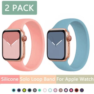 2er Pack Solo Loop Silikon Armband Band für Apple Watch iWatch Series 8 7 6 5 4 SE - Bild 1 von 15