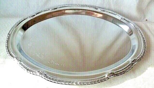 Johann Adler Platte Servierplatte Serviertablett Edelstahl oval 37 x 27 cm - Bild 1 von 1
