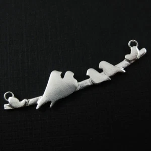 Dije para padres Bird Family, conector de plata de ley, 4 pájaros, colgante de barra - 48 mm - Imagen 1 de 5