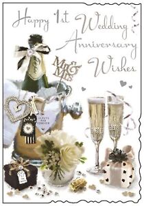 Jonny Javelin First 1st Wedding Anniversary Card - Champagne Bucket 9" x 6.25"