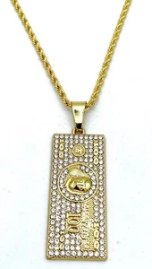 Iced Out 100 Dollaro Rimorchio An 75cm Cordino - Foto 1 di 5