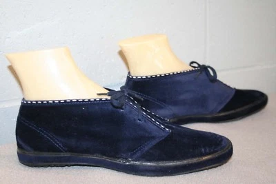 BLUE KEDS Sz 8 NOS Vtg 70s Boots Ankle Faux Suede Shoes Flat Sneakers Navy - Image 1 of 4