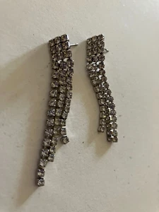 Pendientes perforados colgantes vintage con flecos y diamantes de imitación - Imagen 1 de 4
