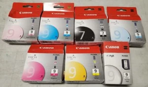 Set of 7 Genuine Factory Sealed Canon 7 & 9 Inkjet Cartridges PGI-9 PGI-7 - Picture 1 of 1