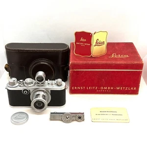 Leitz Leica IF + Elmar 5cm + Zertifikat + Box + Tasche + Sucher + Rangefinder - Bild 1 von 12