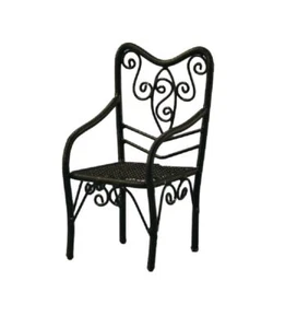 Dolls House Black Wire Wrought Iron Chair Miniature Garden Patio Furniture 1:12 - Picture 1 of 8