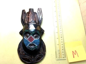 African Beaded Ashanti Mask, Ghana Ceremonial Mask, Bakuta Wood - Picture 1 of 7