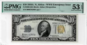 1934A $10 North Africa WWII Emergency Issue FR-2309 - BA Block PMG 53 EPQ - Picture 1 of 6