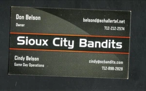 Sioux City Bandits Pro Arena Football Business Card Sioux City, Iowa NAL - Imagen 1 de 1