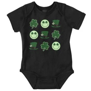 St Patrick's Day Shamrock Four Leaf Clover Newborn Baby Boy Girl Infant Romper - Picture 1 of 7