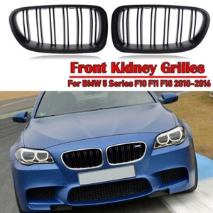 Matte Black For 10~16 BMW 5 Series F10 F11 F18 M Sport Front Kidney Grille Grill - Picture 1 of 7