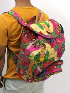 Hippie Frida Kahlo Printed Man & Women Casual Cotton Bag Multi Backpack Bags - Picture 1 of 6