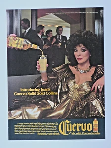 Joan Collins Vintage 1987 Jose Cuervo Solid Gold Original Print Ad 8.5 x 11" - Picture 1 of 4