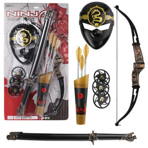 Ninja Warrior Weapons Pretend Play Set Bow and Arrow Quiver Sword Kids Toy Gift
