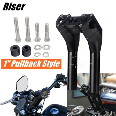 Elevadores de manillar de abrazadera superior estilo retroceso de 1" para Harley Sportster Dyna Softail Foto 1 de 4
