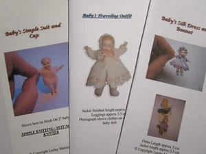 Knitting Patterns for 1:12 scale dollhouse baby (fits 2 inch doll) - SET 4 - Picture 1 of 4