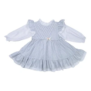 Abito vintage bambina bimba volant manica lunga floreale pizzo colletto 2T - Foto 1 di 12