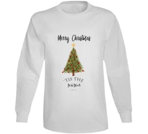 Merry Christmas Tis The Season Premium Gift Tree Long Sleeve T Shirt - Picture 1 of 8