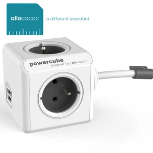 Allocacoc PowerCube Extended USB 1,5 m GREY powerstrip, 2xUSB, 4 sockets - Imagen 1 de 1