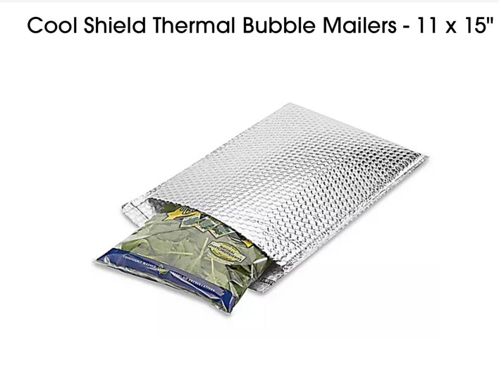 Uline 11 x 15" Cool Shield Thermal Bubble Mailers Envelopes Silver NEW. 10 Pzs - Image 1 of 4