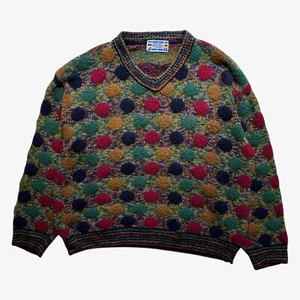 Jersey Missoni Sport vintage años 90 colorido texturizado lunares cuello en V, años 80 - Imagen 1 de 5