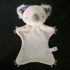 Baby Aspen Koala Bear Lovey Lovie Plush Rattle Security Blanket Cream Purple Bow - Picture 1 of 6