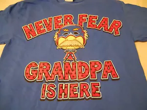 Camiseta para hombre talla S 34-36 azul real gráfico Never Fear Grandpa is Here - Imagen 1 de 2