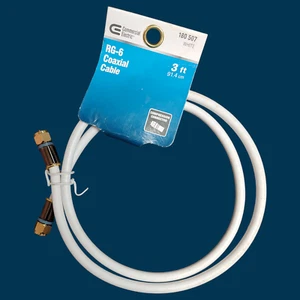 3 ft. RG-6 Coaxial Cable White - f pin connectors - brand new - Picture 1 of 6