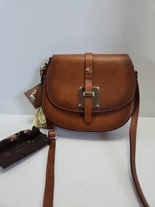 PRATESI FIRENZE Leather Flap Over Crossbody Brown MADE IN ITALY NWT - Picture 1 of 8