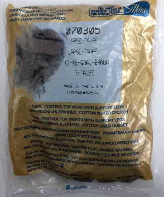 1 x Silkies Large TAUPE 070305 Control Top Hose w/ Support Legs USA Made Vtg - Image 1 of 2