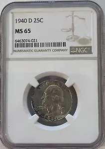 1940-D Washington 25C (#14984) NGC MS65. White hint of toning. - Picture 1 of 2