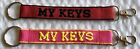 MY KEYS Personalized Embroidered key Strap Key Ring keychain W/ Clasp