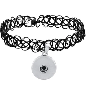 Stretch Choker Snap Jewelry Ginger Charm Necklace Fits Girls 18MM 20MM Buttons - Picture 1 of 10