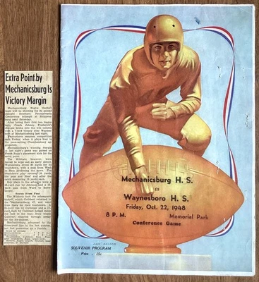 1948 MECHANICSBURG vs WAYNESBORO, PA FOOTBALL PROGRAM+GAME SUMMARY, TEAM PHOTOS - Image 1 of 4