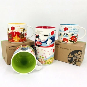 5pcs Japan Four Seasons + Fujiyama Starbucks You Are Here 14oz City Coffee Mug - Picture 1 of 3