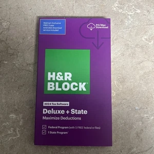 NEW H&R Block Tax Software Deluxe + State 2024 PC/Mac - Picture 1 of 2