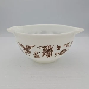 Vintage Pyrex Mixing Bowl #441 Early American Cinderella 1-1/2 PT White Brown - Picture 1 of 5