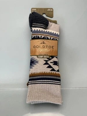 Calcetines de campamento exclusivos punta dorada 2 pares talla 6-12,5 gris suroeste azul suave cálido Foto 1 de 4