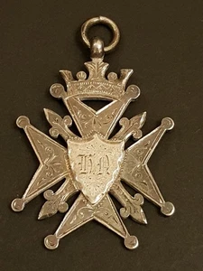 Antiguo reloj victoriano 1886 con sello de plata de ley 21,8 g galardonado cadena llavero - Imagen 1 de 9