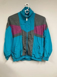 Vintage Vizor Full Zipper Track Jacket Windbreaker Color Block Size Large - Bild 1 von 10