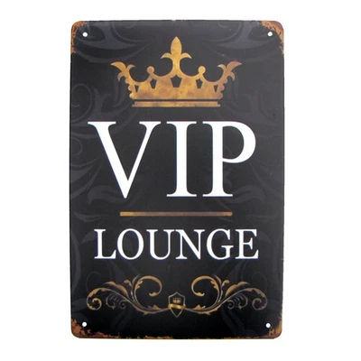 Metal VIP Lounge Retro Tin Wall Sign Vintage Man Cave Garage Bar Pub Door Decor - Image 1 of 4