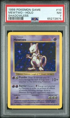 PSA 7 Mewtwo Shadowless Base Set Holo Rare 10/102 1999 Pokémon WoTC NM - Image 1 of 2